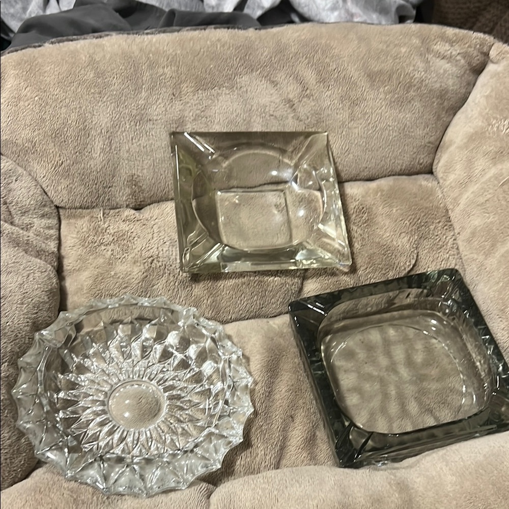 Set of Three Glass Ashtrays